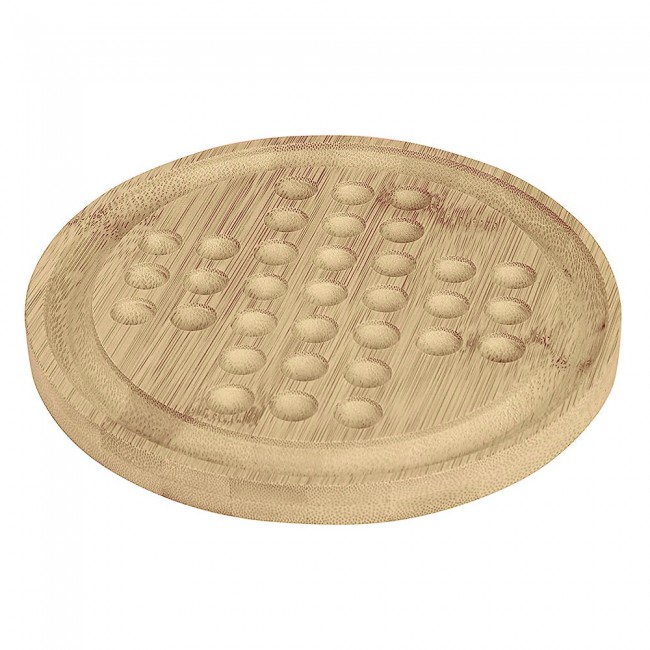 CATANES Wooden Solitaire Game Classic Board Game Marble Chess Mind Game Round Board with Wooden Balls One Player Gameplay Brainteaser Puzzle
