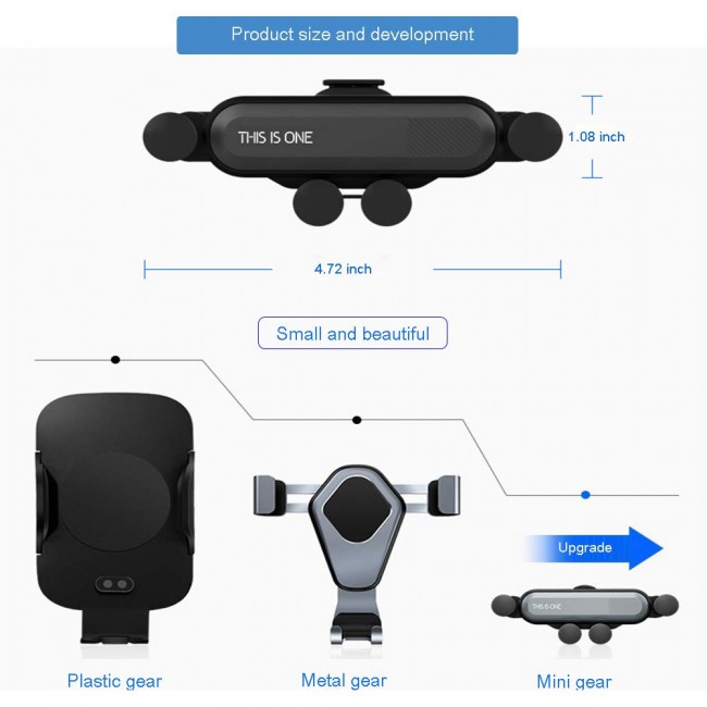CATANES For Cell Phone Holder For Universal Car Phone Mount Auto Air Vent Gravity Car F-1908 (BLACK)