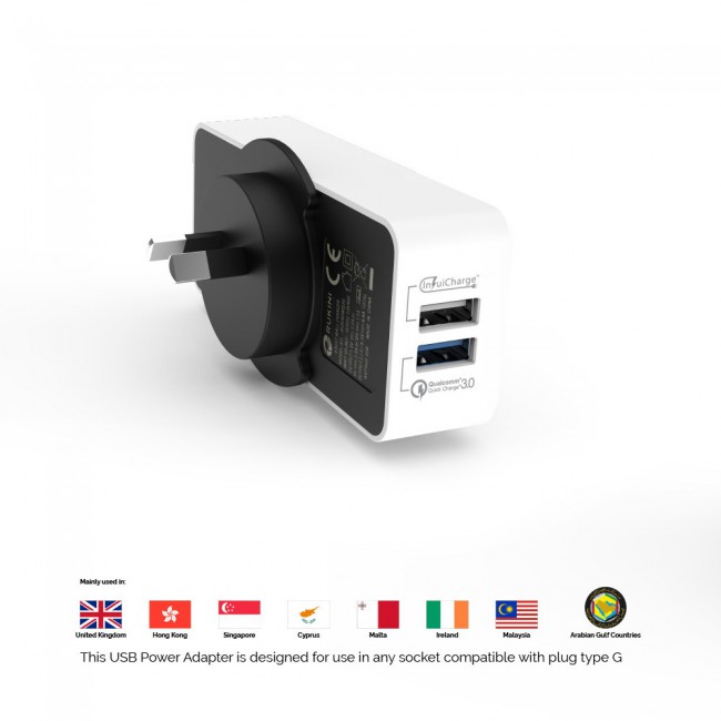Rukini 4 Port USB Charging Adapter 40W RUK40WQ30 - White
