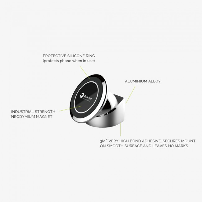 Rukini Magnetic Car Mount CHM9H33R – Silver