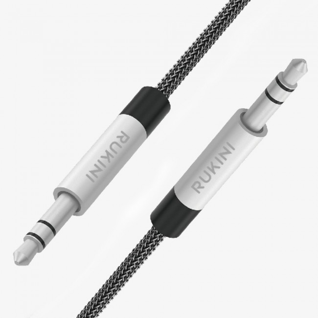 Rukini AUX Cable 3.5 to 3.5mm PET Braided 1m/3.3inch RKAUXBP - Black 