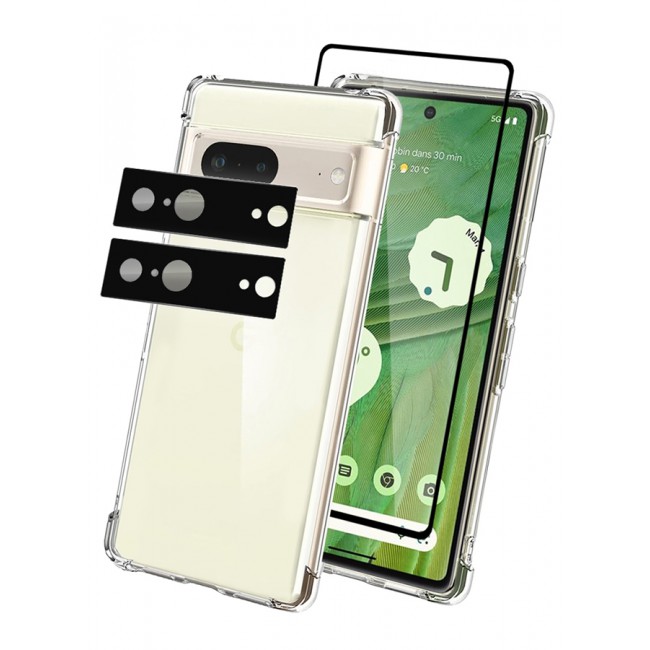 MARGOUN 4 Packs For Google Pixel 7 TPU Case and Screen Protector and 2 Camera Lens Protectors Clear Anti-Yellowing Transparent Shockproof Protective Phone Case Scratch Resistant Reinforced Corners Cover