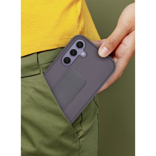 CATANES Samsung Galaxy S24 Plus Case Magnetic Stand and Holder Premium Silicone Vertical and Horizontal Hand Strap Grip Multi Stand Car Mount Kickstand Case Finger Strap Cover Dark Purple