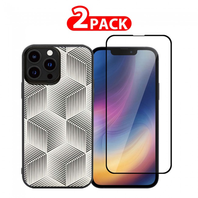 MARGOUN 2 Pack for iPhone 13 Pro Max Case Cover with Screen Protector Tempered Glass, Full Protection Back Case Splendid Collection - White