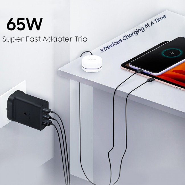 Samsung 65W Trio Adapter with Cable – Black