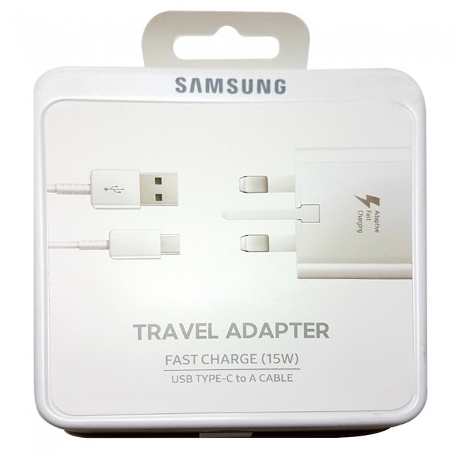 Samsung EP-TA20UWECGGB 15W Fast Charge  Travel Adapter with Type-C USB Cable – White