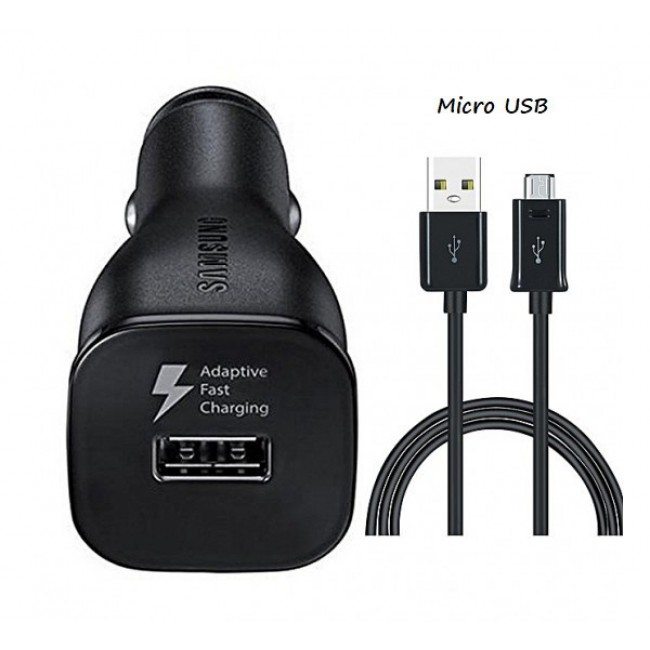 Samsung EP-LN920BBEGUS Fast Charge 15W Dual Port Car Charger with Micro USB Cable – Black