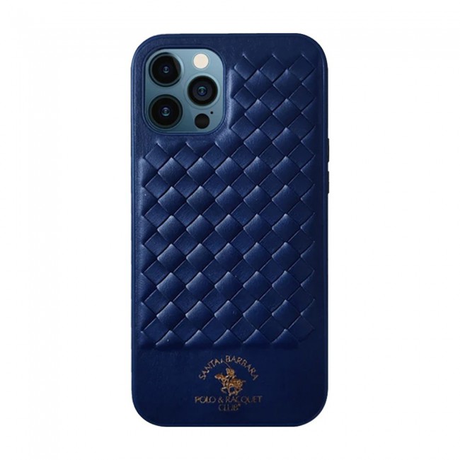 Apple iPhone 12 Pro Santa Barbara Leather Case Cover Snake Skin Design Knight Series - Blue