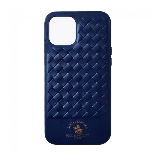 Apple iPhone 12 Pro Santa Barbara Leather Case Cover Snake Skin Design Knight Series - Blue