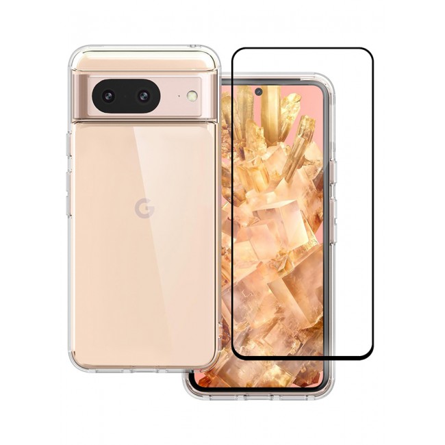 MARGOUN 2 Packs For Google Pixel 8 TPU Case and Screen Protector Clear Anti-Yellowing Transparent Shockproof Protective Phone Case Scratch Resistant Cover