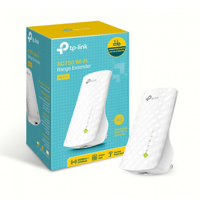 TP-Link AC750 Wi-Fi Range Extender RE200 - White