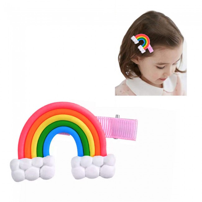 CATANES 6 Packs For Hair Clips Cloud Ornaments Colourful Flatback Polymer Rainbow Cloud Clips - 11