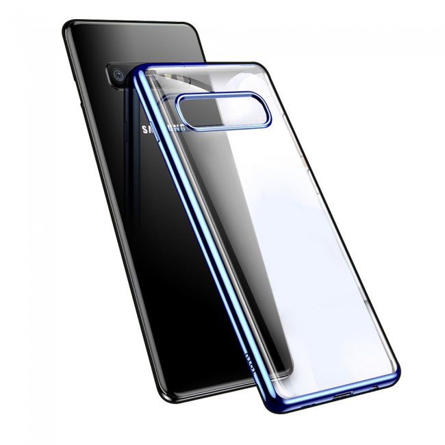 TOTU Soft Jane Series Transparent TPU Case Cover for Samsung Galaxy S10+ / S10 Plus in Black / Blue Frame