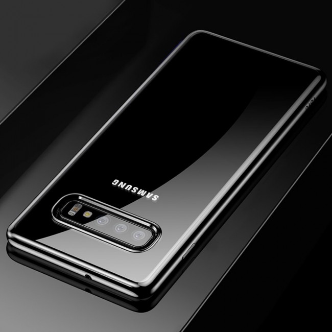 TOTU Soft Jane Series Transparent TPU Case Cover for Samsung Galaxy S10 - in Black / Blue Frame