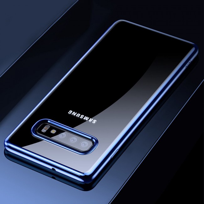 TOTU Soft Jane Series Transparent TPU Case Cover for Samsung Galaxy S10 - in Black / Blue Frame