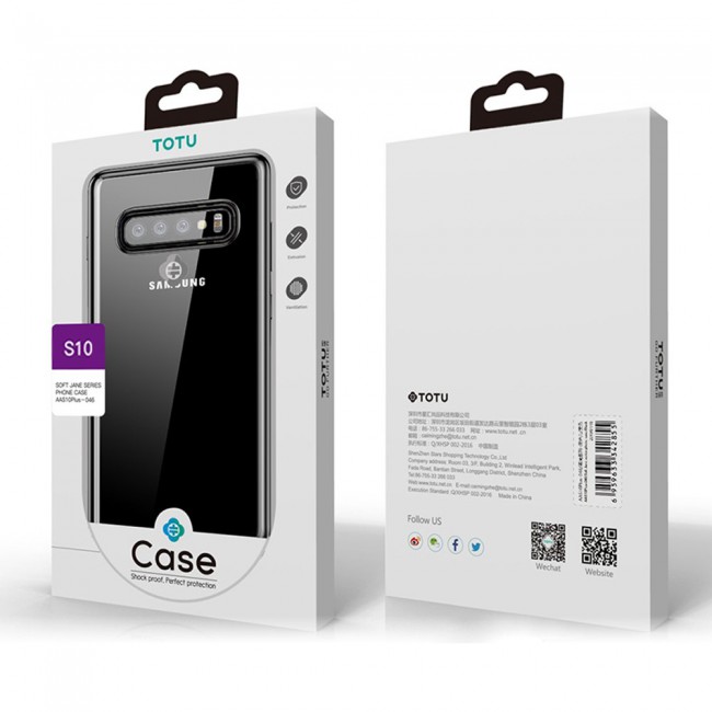 TOTU Soft Jane Series Transparent TPU Case Cover for Samsung Galaxy S10 - in Black / Blue Frame