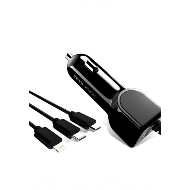 Totu Design 3-in-1 USB Lightning Type-C Mobile Car Charger