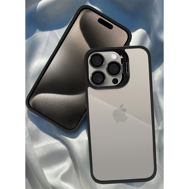CATANES iPhone 15 Pro Case Cover and Lens Protector Built-in Camera Stand and Compatible with MagSafe Full Body Shockproof Case Clear Black
