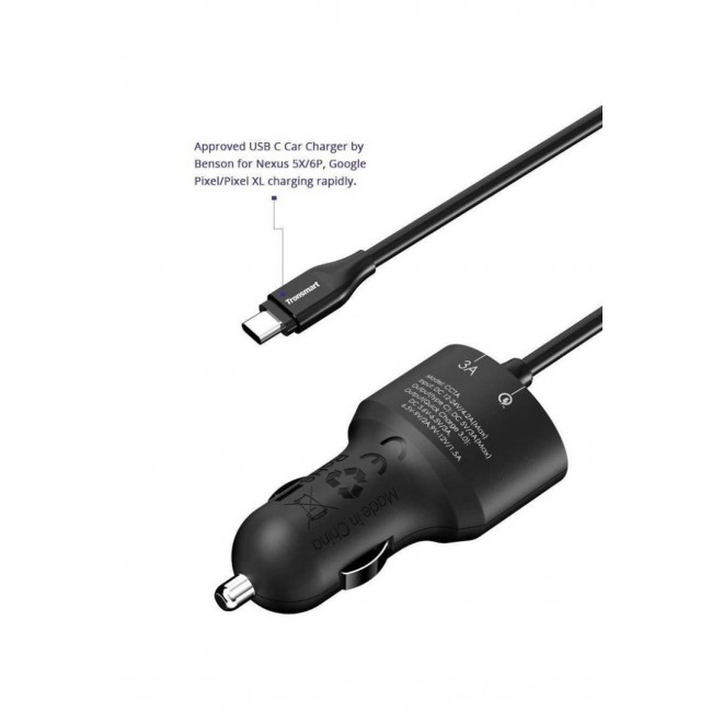 Tronsmart Dual USB Car Charger QC3.0 33W with Type-C Cable