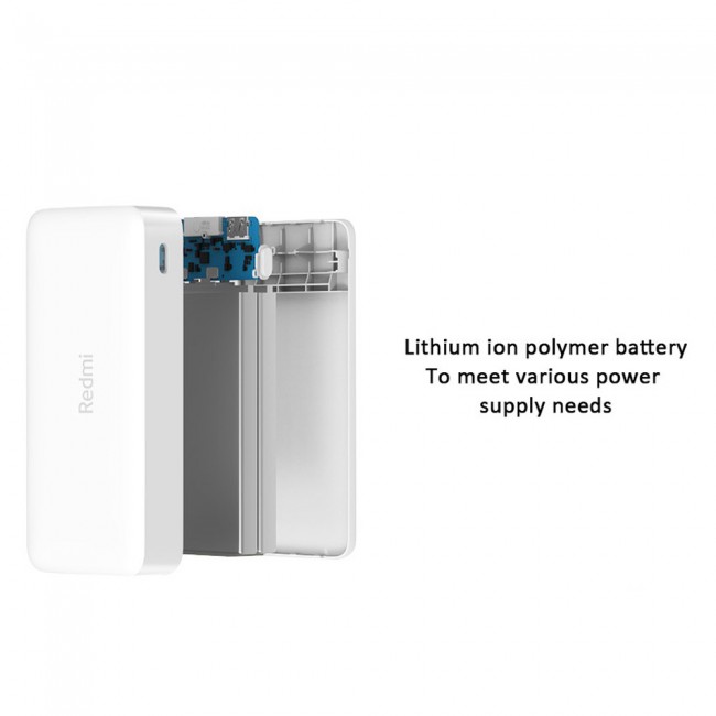 Xiaomi Redmi Power Bank 20000mAh  Fast Portable Charging Mi Powerbank 20000 – White