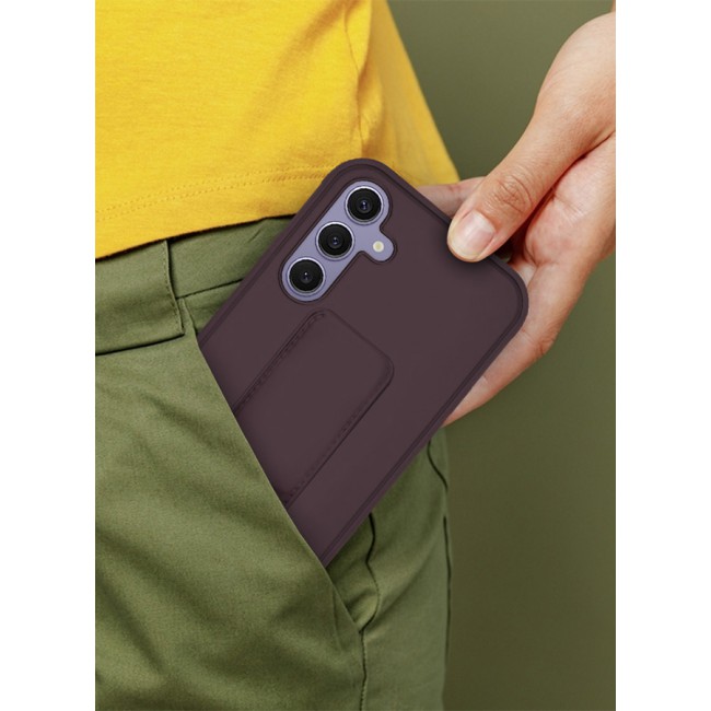 CATANES Samsung Galaxy S24 Plus Case Magnetic Stand and Holder Premium Silicone Vertical and Horizontal Hand Strap Grip Multi Stand Car Mount Kickstand Case Finger Strap Cover Merlot