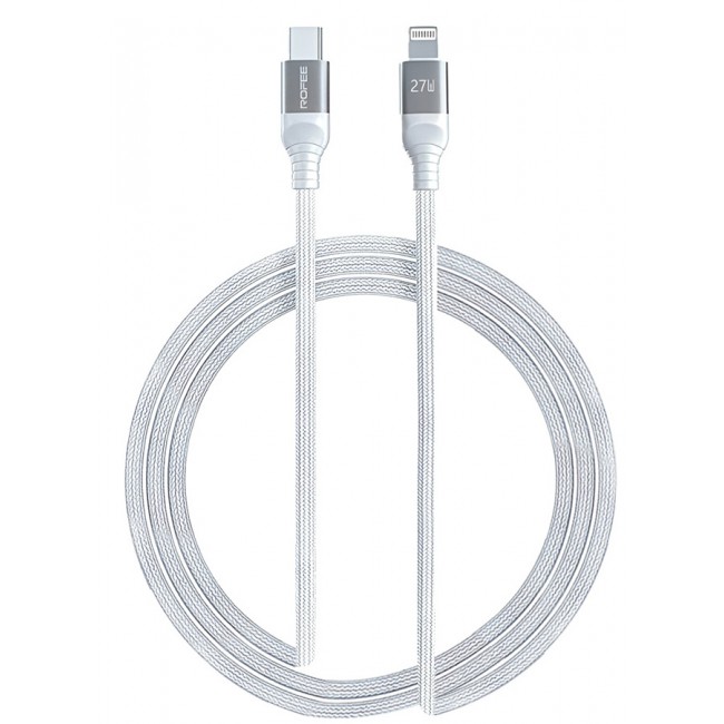 Rofee Fast Charging And Data Transmittion Cable 27W 1.2 Metre C to Lightning Cable Nylon USBC to Lightning Charge Cord for USB C TO Lightning Devices White