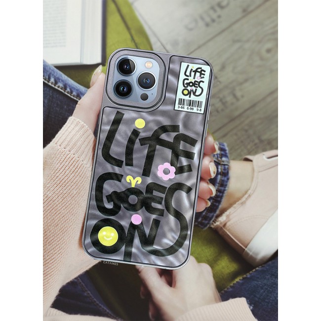CATANES iPhone 13 Pro Max Case Cover Letter Phone Case Creative Soft Back New Design Shell Durable and Fashionable Case/Life Goes On