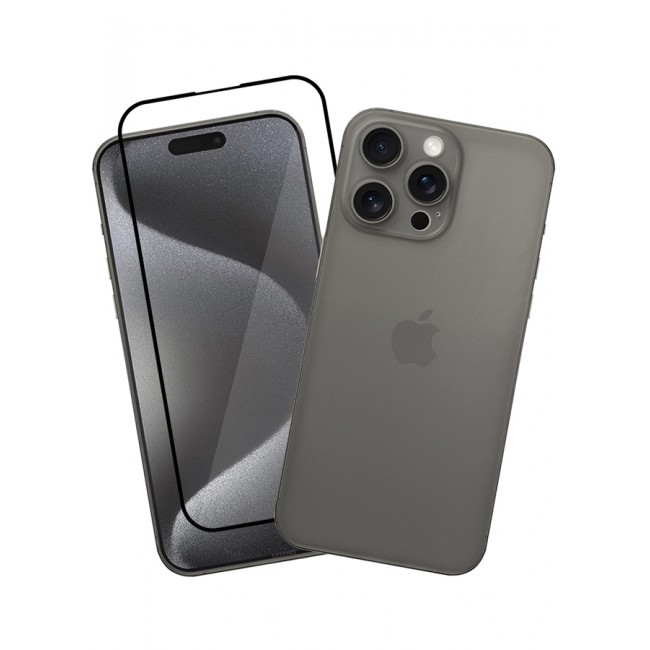 CATANES 2 Pack iPhone 15 Pro Max Case Cover and Screen Protector Air Skin Series Back Cover Sturdy Durable Thin Case Drop Protection Cover Clear Black