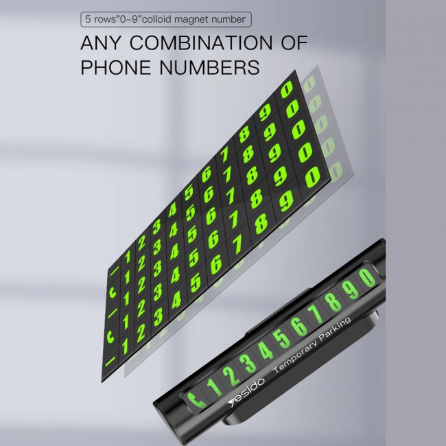 Yesido C68 metal Car Temporary Parking Card Rotatable Design