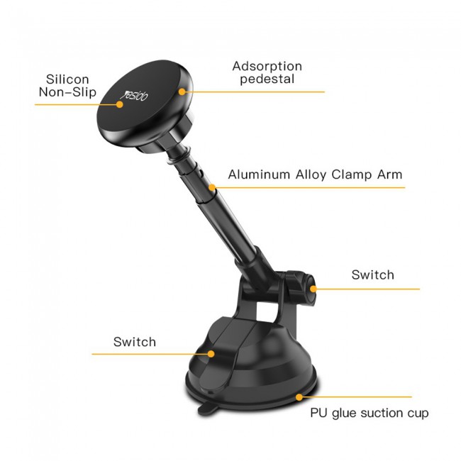 Yesido C41 Magnetic Car Phone Holder Mount 360 Degree Rotation – Black