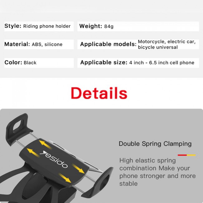 Yesido C42 Universal Bicycle Phone Holder Motorcycle Mount Stand
