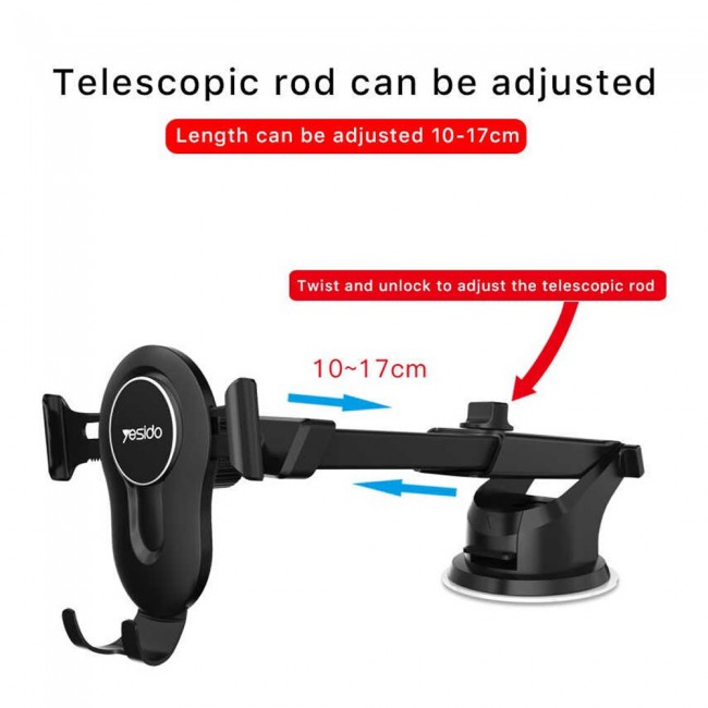 Yesido C44 Auto Clamping Car Phone Holder Stand - Black