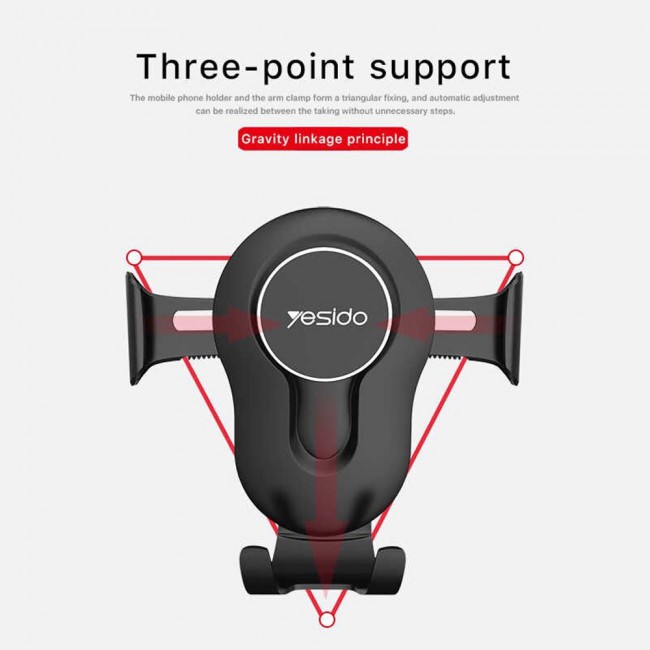 Yesido C44 Auto Clamping Car Phone Holder Stand - Black