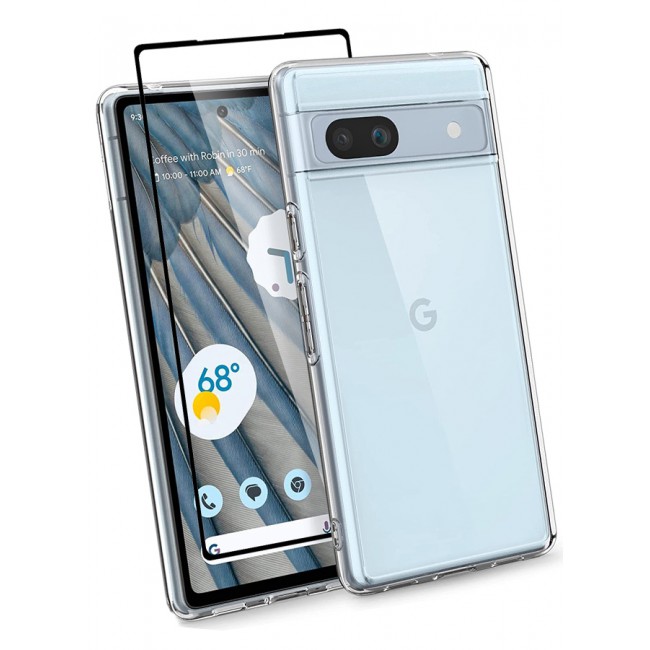 MARGOUN 2 Packs For Google Pixel 7a TPU Case and Screen Protector Clear Anti-Yellowing Transparent Shockproof Protective Phone Case Scratch Resistant Cover