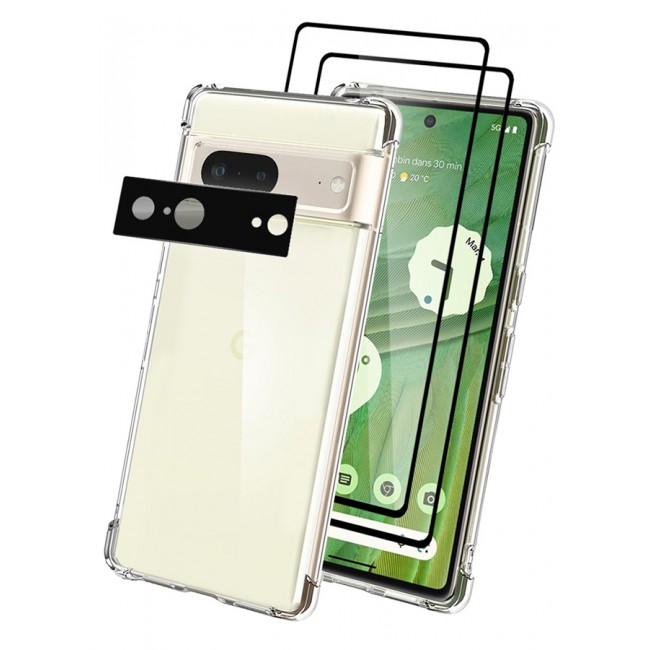 MARGOUN 4 Packs For Google Pixel 7 TPU Case and 2 Screen Protectors and Camera Lens Protector Clear Anti-Yellowing Transparent Shockproof Protective Phone Case Scratch Resistant Reinforced Corners Cover