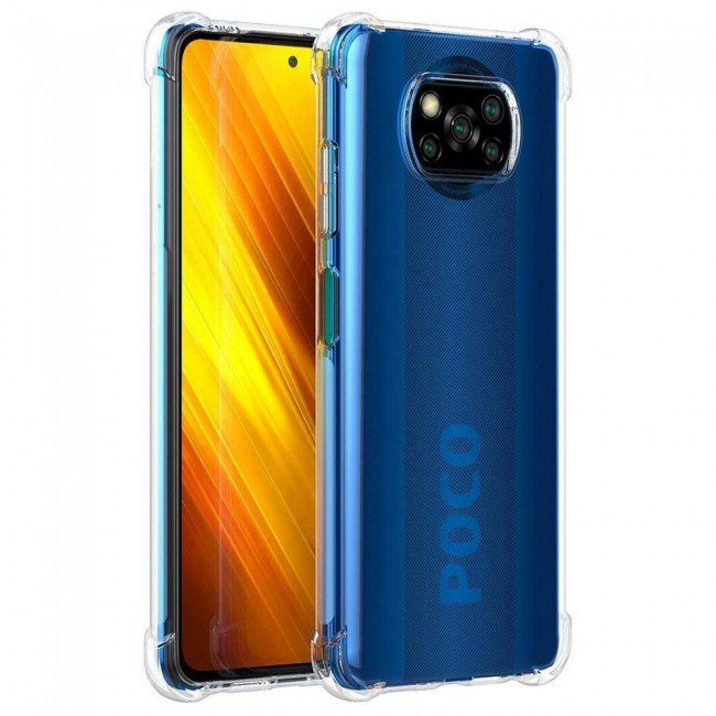 MARGOUN For Xiaomi Poco X3 NFC Case Cover Clear Protective TPU Four Corners Cover Transparent Soft Case