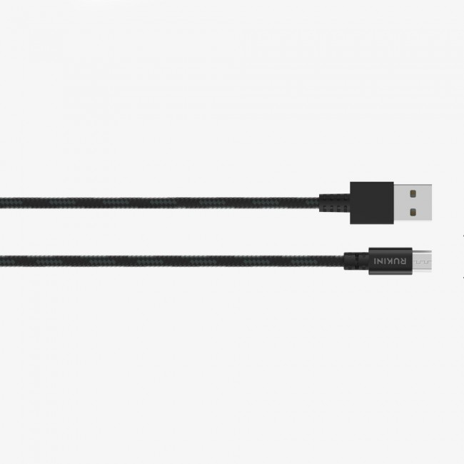 Rukini Micro USB Cable RCANBM Nylon Braided 1m / 3.3ft – Black , Silver