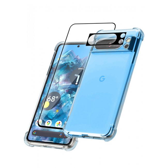 MARGOUN 3 Packs For Google Pixel 8 Pro TPU Case and Screen Protector and Camera Lens Protector Clear Anti-Yellowing Transparent Shockproof Protective Phone Case Scratch Resistant Reinforced Corners Cover