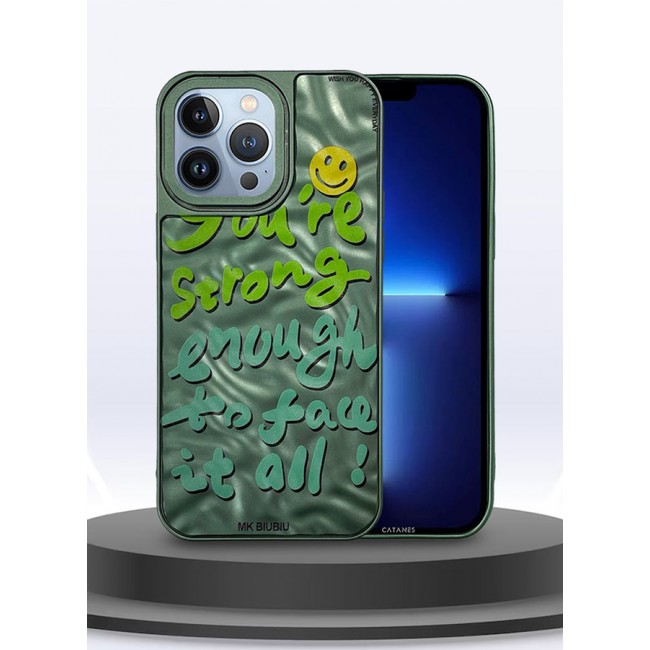 CATANES iPhone 13 Pro Max Case Cover Letter Phone Case Creative Soft Back New Design Shell Durable and Fashionable Case/You're Strong Enough to Face it all