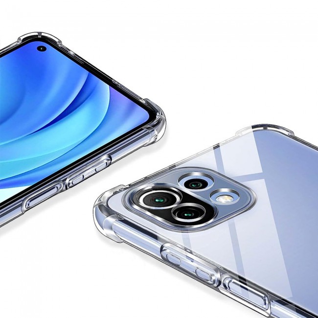 MARGOUN For Xiaomi Mi 11 Lite Case Cover Clear Protective TPU Four Corners Cover Transparent Soft Case