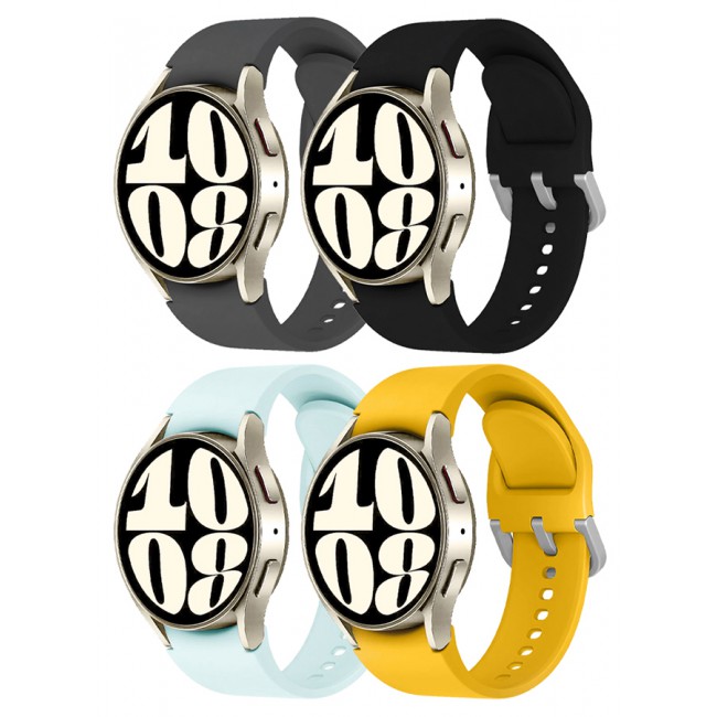 MARGOUN 4 Pack For Samsung Galaxy Watch 6/6 Classic 20mm Silicone Band Flexible and Durable Replacement Sport Strap - D