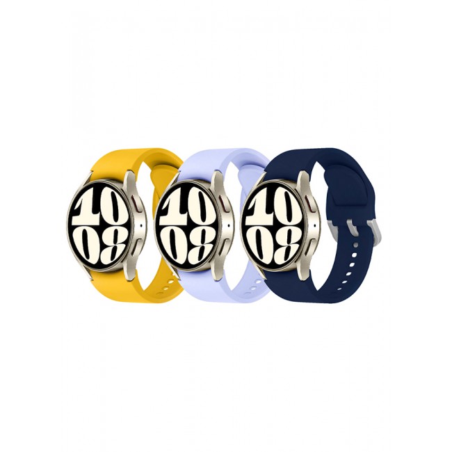 MARGOUN 3 Pack For Samsung Galaxy Watch 6/6 Classic 20mm Silicone Band Flexible and Durable Replacement Sport Strap - C
