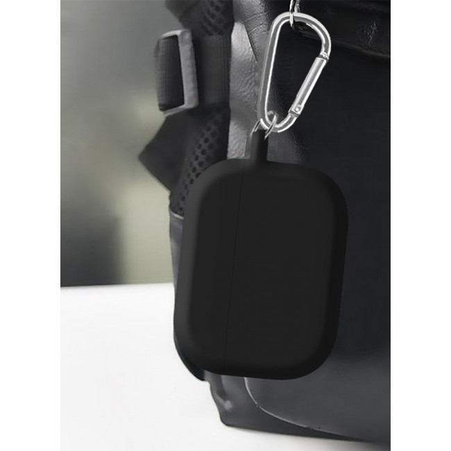 MARGOUN Shockproof Case For Airpod Pro Silicone Protective Case Shockproof Case Ultra Slim Cover with Keychain Carabiner Black