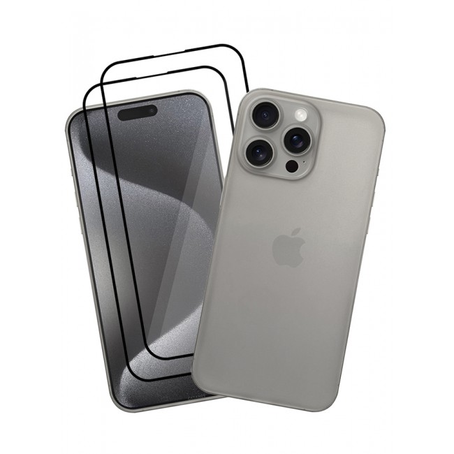 CATANES 3 Pack iPhone 15 Pro Max Case Cover and 2 Screen Protectors Air Skin Series Back Cover Sturdy Durable Thin Case Drop Protection Cover Clear Natural