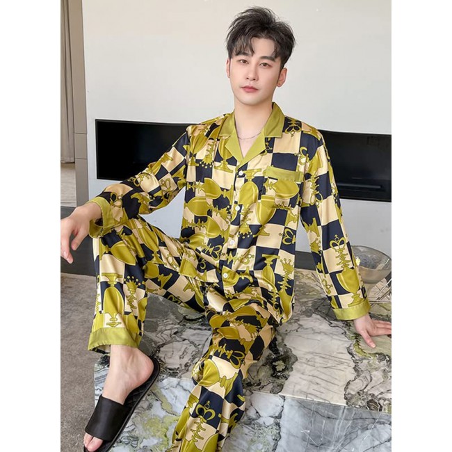 MARGOUN Couple Men XL Size Women Large Size Pajamas 2 Pieces Sleepwear Long sleeve Shirt and Pants Home Clothes Suits Pajama Sets Fashion Design MG14