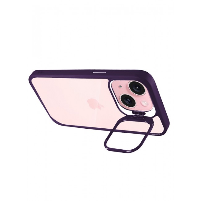 CATANES 2 Pack iPhone 15 Plus Case Cover and Lens Protector and Screen Protector Built-in Camera Stand and Compatible with MagSafe Full Body Shockproof Case Clear Purple