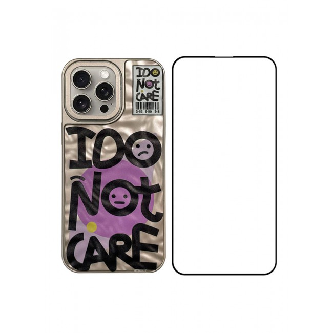 CATANES 2 Pack iPhone 15 Pro Case Cover and Screen Protector Letter Phone Case Creative Soft Back New Design Shell Durable and Fashionable Case/I Do Not Care