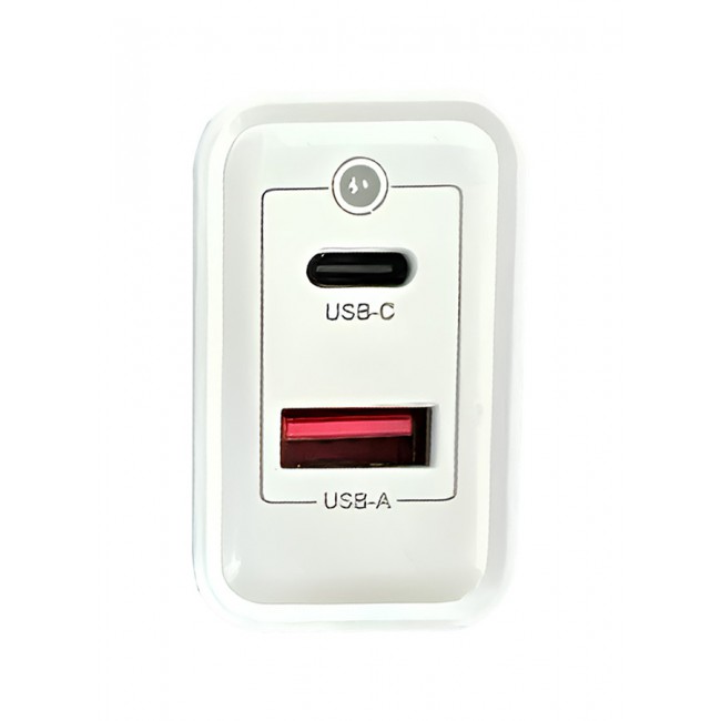 Rofee Dual Port Wall Charger 45W USB C and USB A Adapter Super Fast Charging Block Charger 3 Pins Adapter White