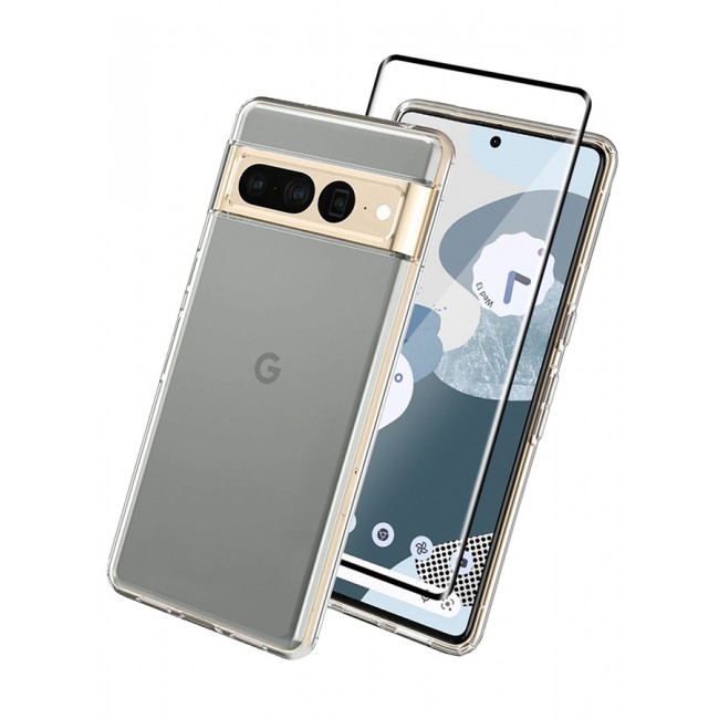 MARGOUN 2 Packs For Google Pixel 7 Pro TPU Case and Screen Protector Clear Anti-Yellowing Transparent Shockproof Protective Phone Case Scratch Resistant Cover