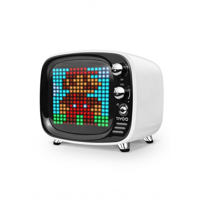 Divoom Tivoo Portable LED Bluetooth Speaker and Smart Alarm Clock with App  White